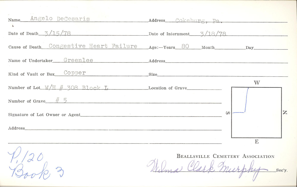burial card
